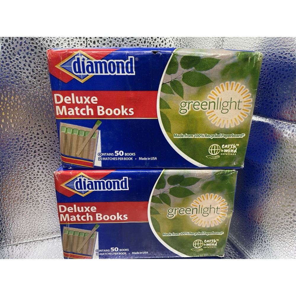 Lot 4 Diamond Deluxe Match Books Greenlight 50-Book Packs 1000 Matches USA - Picture 3 of 6